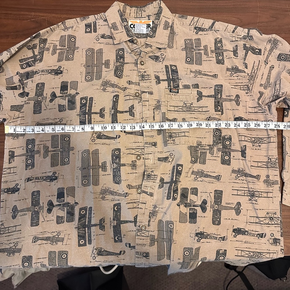 COTLER EXPEDITION- Airplane Print Button-Up Shirt